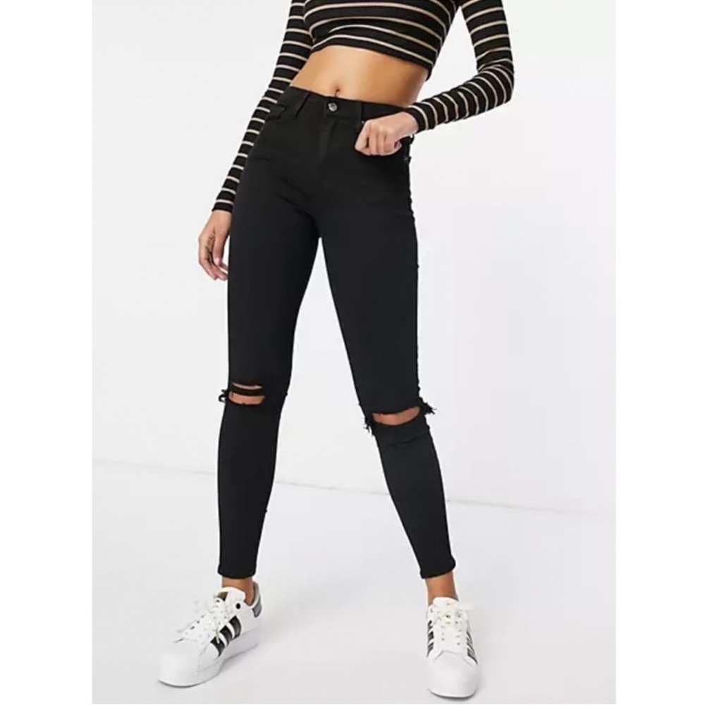Topshop Moto Jamie Jeans High-Rise Distressed Black Skinny Jeans
